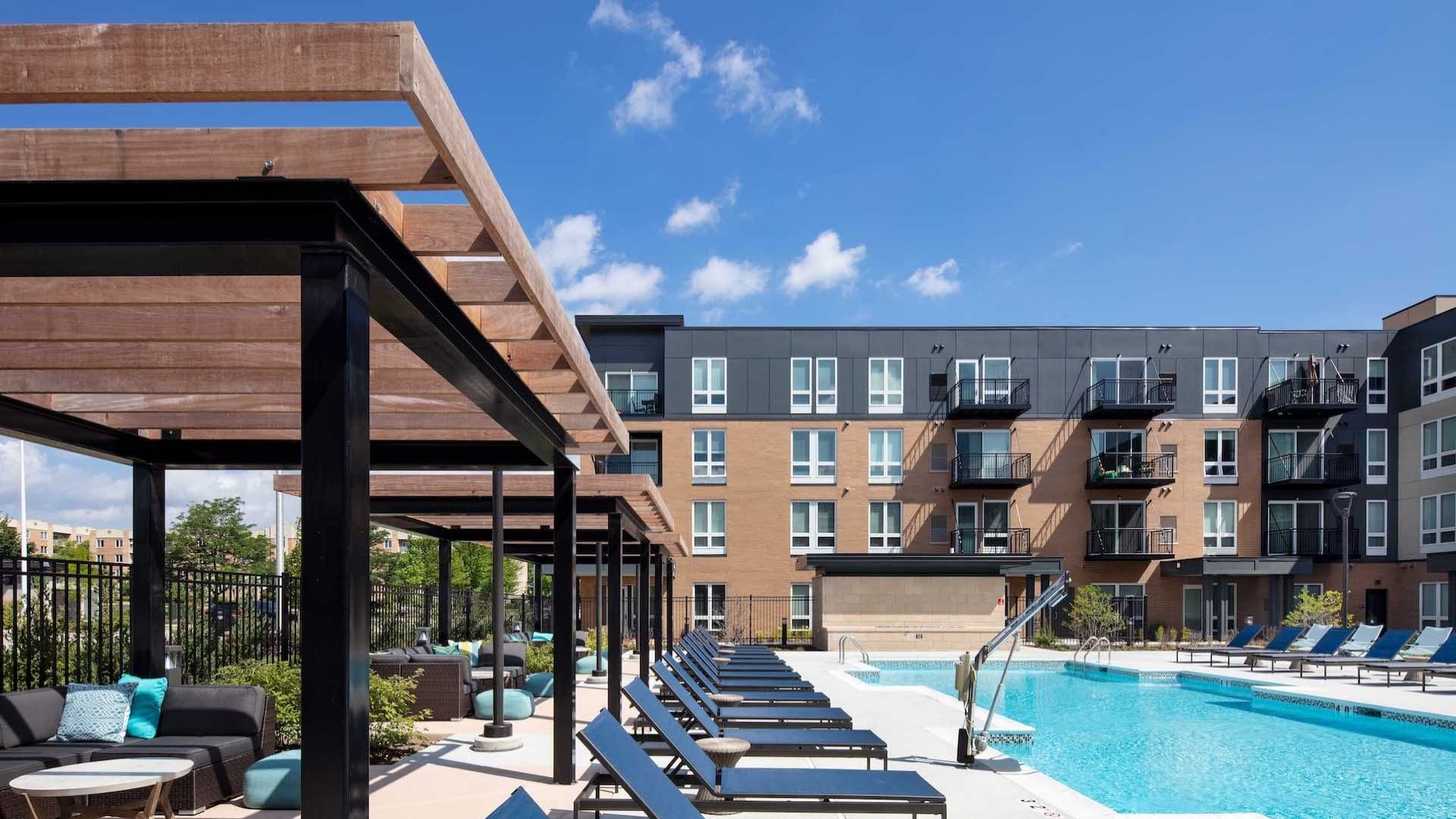 Enjoy A Resort-Style Pool With Shaded Seating At Our Luxury Lombard Apartments